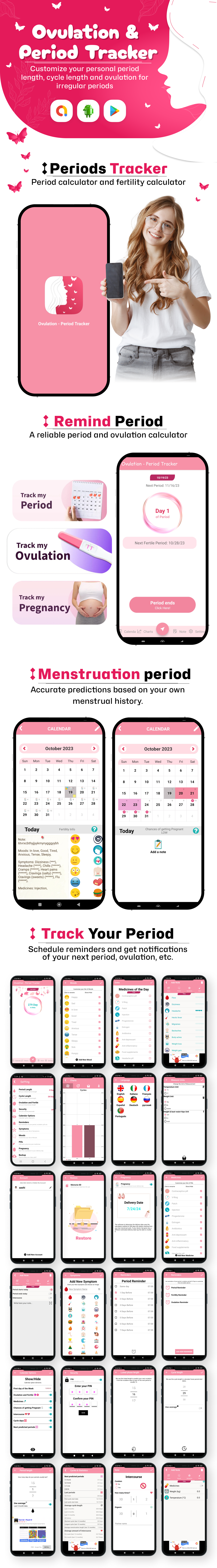 Ovulation - Period Tracker - Period Calendar - Cycle Tracker - Fertility Tracker Diary - 1